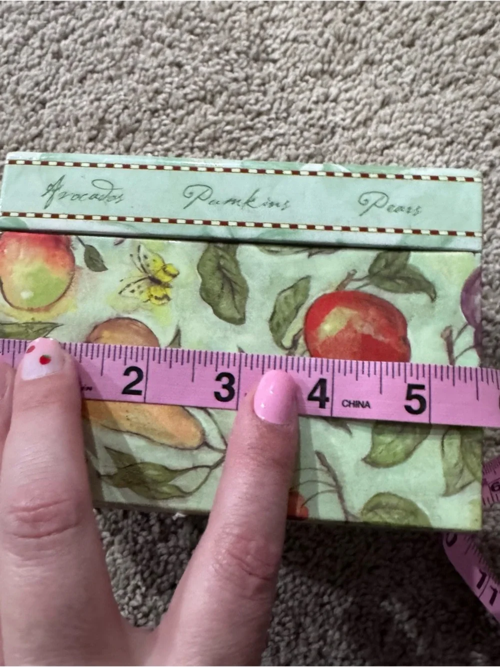 Vintage 1990s 2000s 3x5” Index Card Recipe Holder Box Pumpkins Fruits Apples